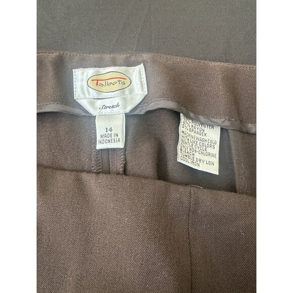 Talbots Dress Pants Womens Sz 14 Brown Stretch Office Casual Work Minimalist - Picture 3 of 7